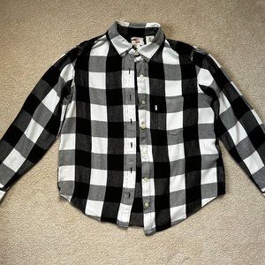 Levi’s Black and White Plaid Boyfriend Fit Button-up Top
